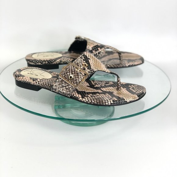 AGL Buckle Flip Flop Sandals 36.5 Snake Print - Picture 1 of 9